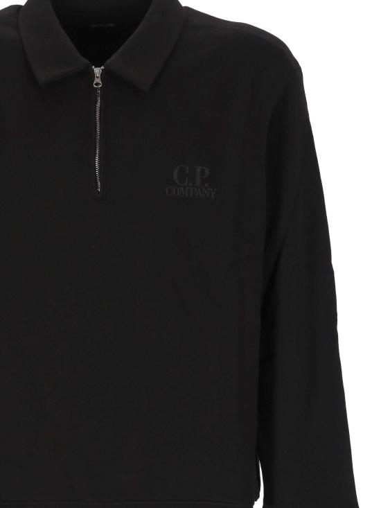 26FW 씨피 컴퍼니 다이애그널 레이즈드 플리스 폴로 셔츠 21CMSS026A 005086W999 BLACK - C.P. COMPANY