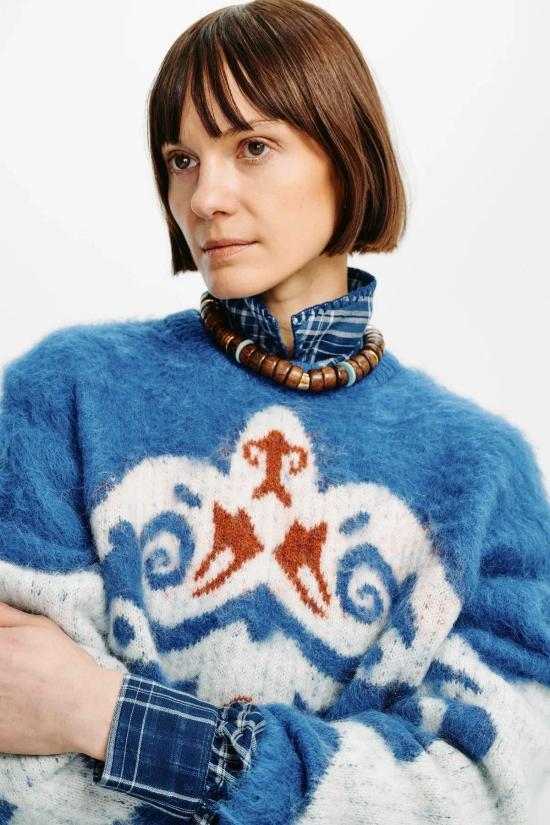  캐롤리나 케이 의류 캐롤라이나 K 민속 알파카 스웨터 - CAROLINA K