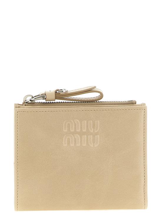 26FW 미우미우 로고 글로시 레더 지갑 5ML0502A44F0485 Beige