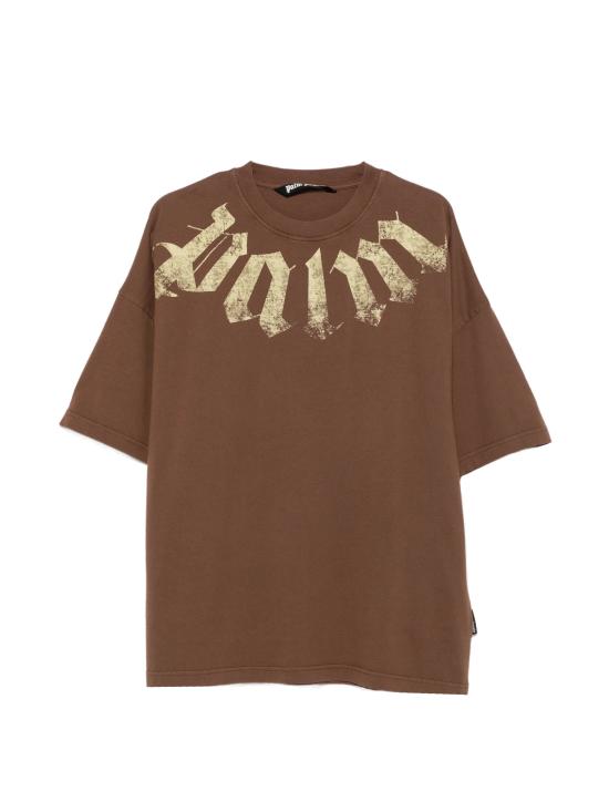 26FW 팜앤젤스 반팔 티셔츠 PAMAA003JR001 6019 BROWN LIGHT YELLOW