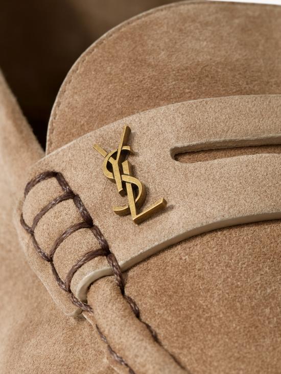 26FW 생로랑 카산드라 스웨이드 로퍼 A006OM27DTT 9741 BEIGE - SAINT LAURENT