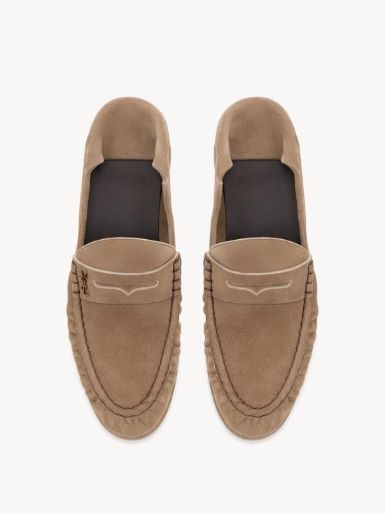 26FW 생로랑 카산드라 스웨이드 로퍼 A006OM27DTT 9741 BEIGE - SAINT LAURENT