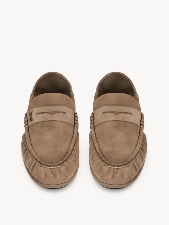 26FW 생로랑 카산드라 스웨이드 로퍼 A006OM27DTT 9741 BEIGE - SAINT LAURENT