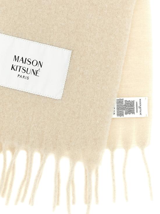 26FW 메종키츠네 머플러/스카프 로고 패치 스카프, 스카프 및 풀라드 화이트 - MAISON KITSUNE