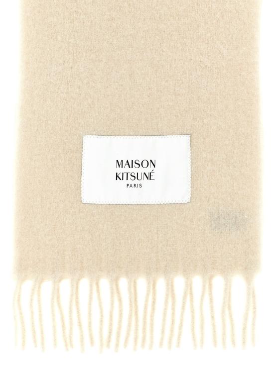 26FW 메종키츠네 머플러/스카프 로고 패치 스카프, 스카프 및 풀라드 화이트 - MAISON KITSUNE