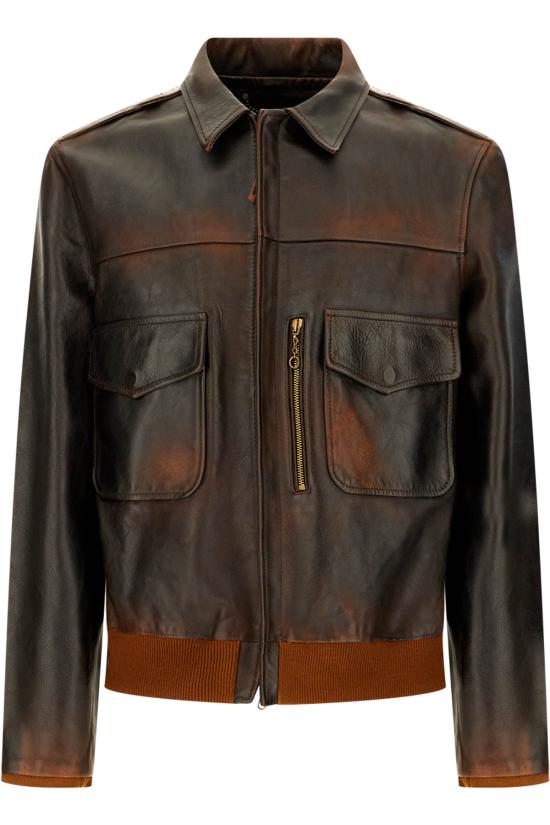 26FW 골든구스 가죽 자켓 GMP02502P002288 55381 Brown