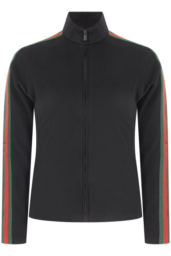 26FW 구찌 비스코스 저지 웹 스탠드칼라 집업 재킷 A004E2XJHZO 1000 Black