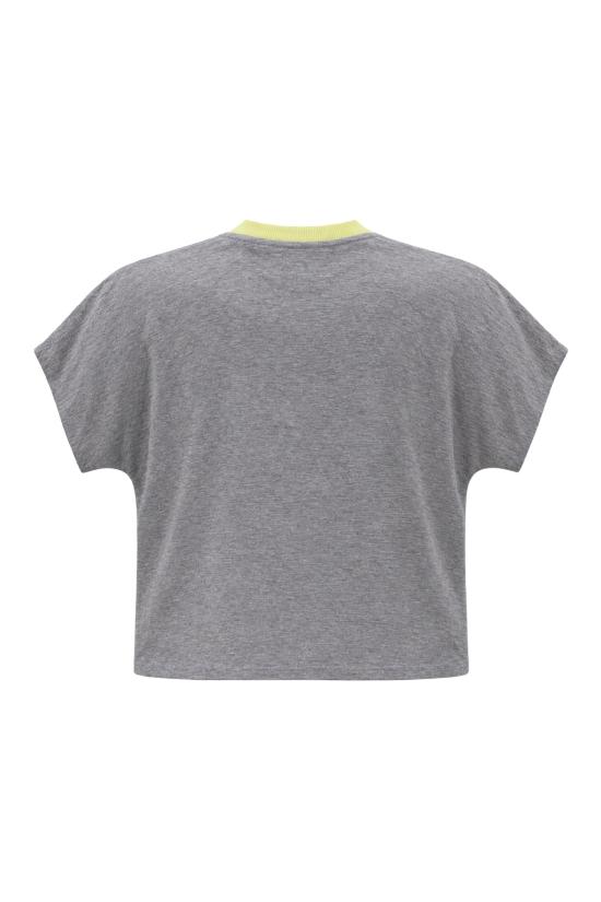 26FW 베르사체 반팔 티셔츠 10260021A18732 2EZ10 LIGHT GREY MELANGE PALE YELLOW - VERSACE