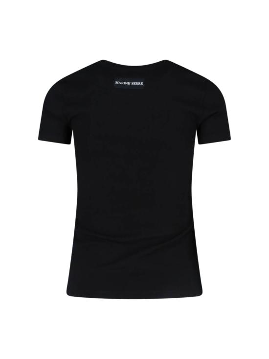 26FW 마린세르 문 로고 저지 베이비핏 티셔츠 WTT012A CJER0008 BK99 BLACK - MARINE SERRE