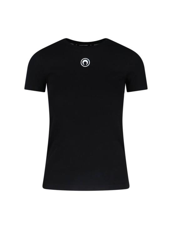 26FW 마린세르 문 로고 저지 베이비핏 티셔츠 WTT012A CJER0008 BK99 BLACK