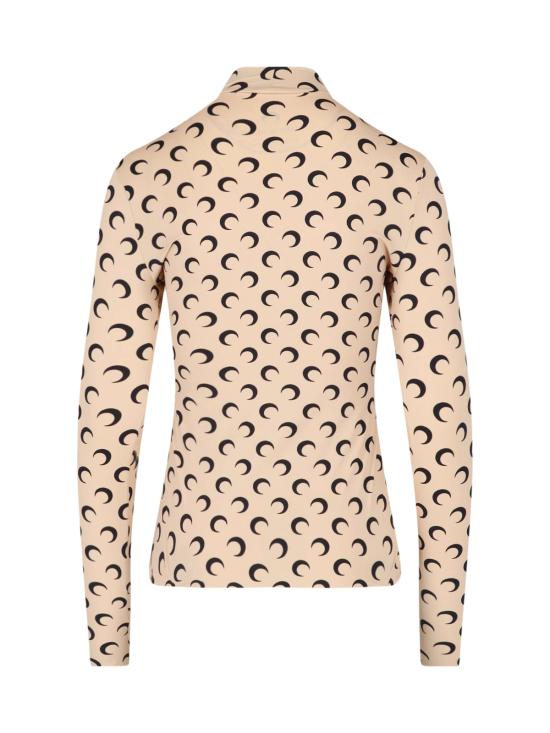 26FW 마린세르 문 프린티드 저지 세컨드 스킨 하이넥 탑 WTS005A CJER0001 TA10 BROWN - MARINE SERRE