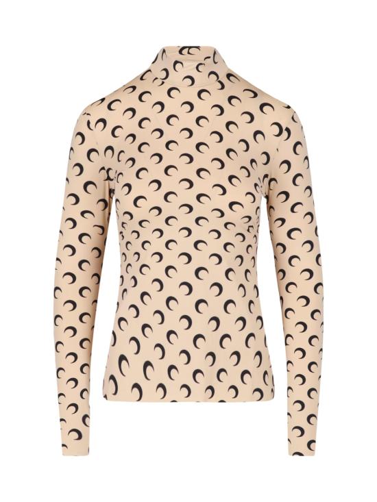 26FW 마린세르 문 프린티드 저지 세컨드 스킨 하이넥 탑 WTS005A CJER0001 TA10 BROWN