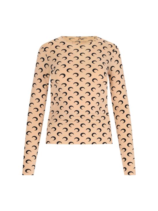 26FW 마린세르 크레센트 문 프린트 긴팔 티셔츠 WTS006A CJER0001 TA10 BEIGE