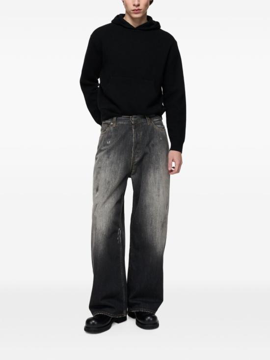 26FW 아크네 스튜디오 로고 패치 캐시미어 니트 후드 티셔츠 B60430 900 BLACK - ACNE STUDIOS