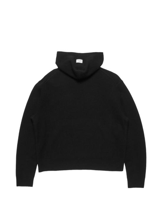 26FW 아크네 스튜디오 로고 패치 캐시미어 니트 후드 티셔츠 B60430 900 BLACK - ACNE STUDIOS