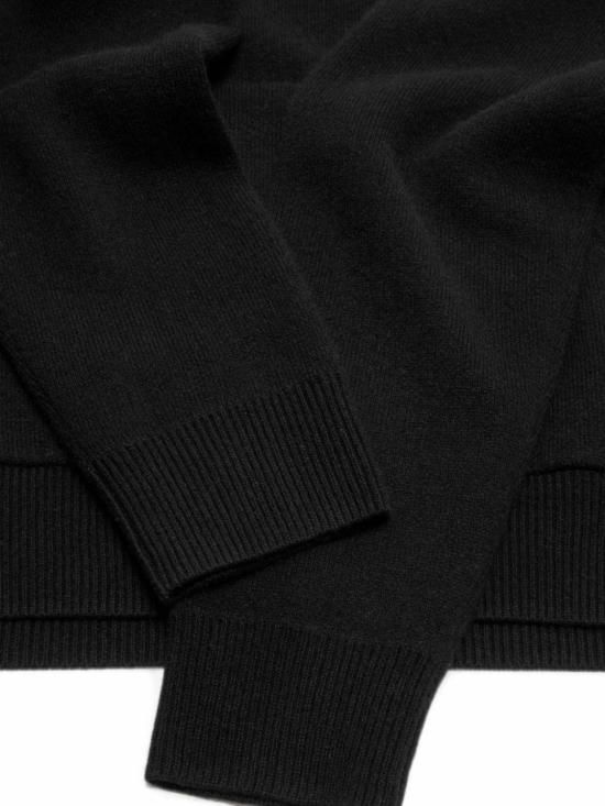 26FW 아크네 스튜디오 로고 패치 캐시미어 니트 후드 티셔츠 B60430 900 BLACK - ACNE STUDIOS
