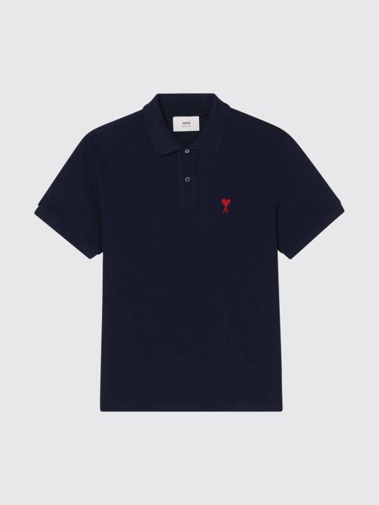 26FW 아미 스몰 하트 로고 폴로 셔츠 BFUPL001U760 430 Blue - AMI