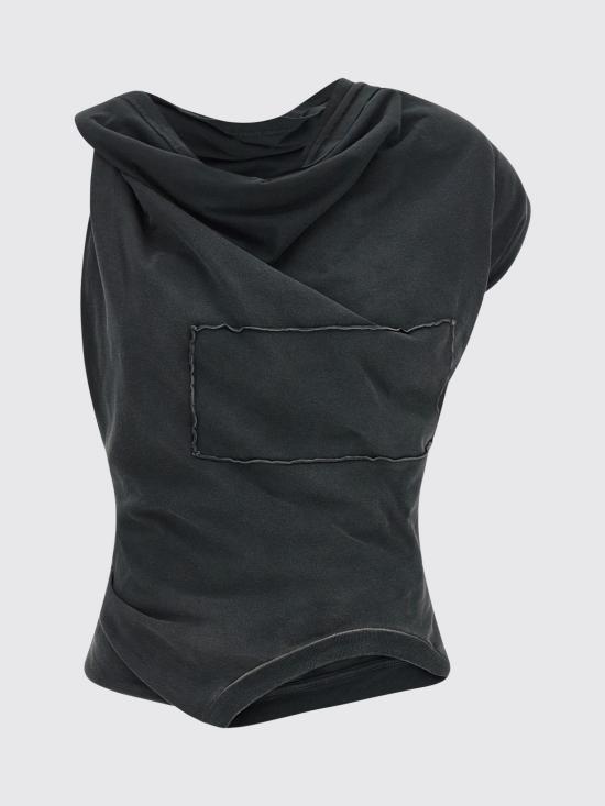 26FW 마르지엘라 업사이드 다운 트롬프뢰유 탑 업사이드 다운 트롬프뢰유 탑 S29NL0063S24575 980 Black - MAISON MARGIELA