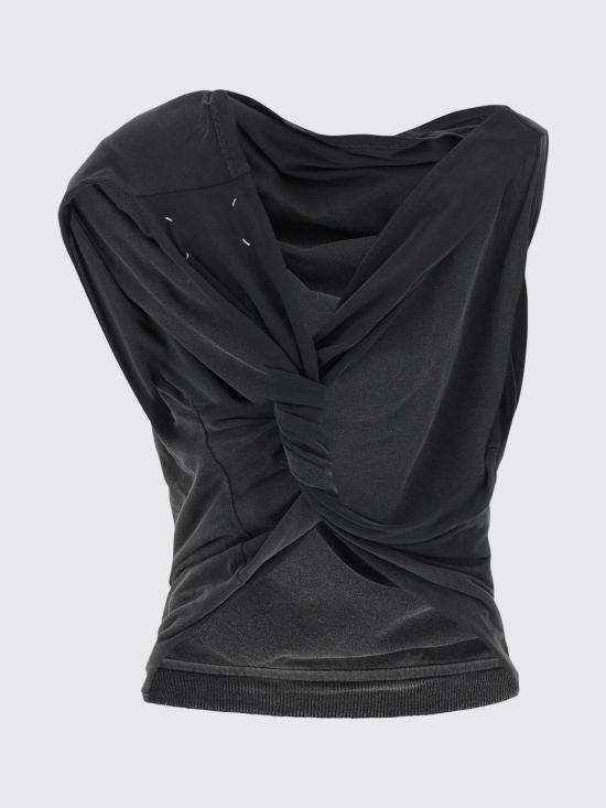 26FW 마르지엘라 업사이드 다운 트롬프뢰유 탑 업사이드 다운 트롬프뢰유 탑 S29NL0063S24575 980 Black - MAISON MARGIELA