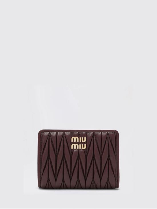 26FW 미우미우 로고 마테라쎄 지갑 5ML075AFPP F0007 Burgundy