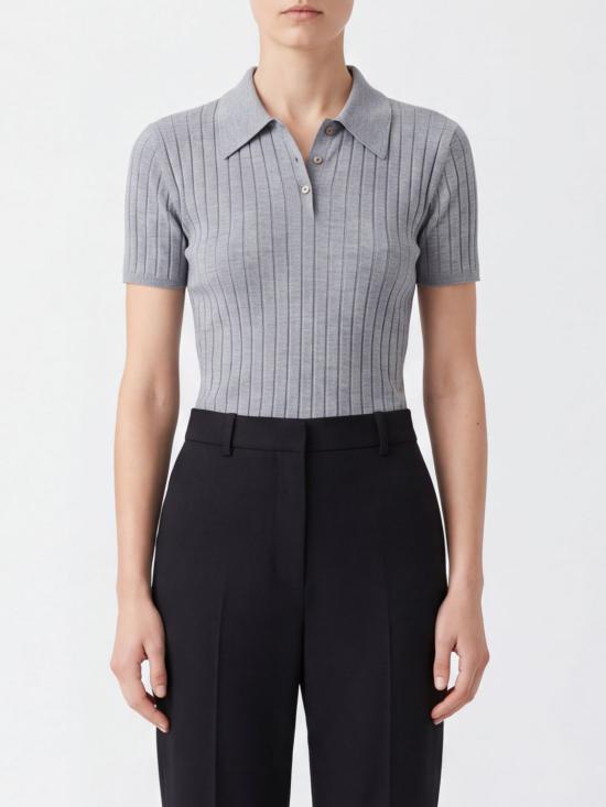26FW 토템 리브드 캐시미어 실크 폴로 263WRT0835YA0293 074 Grey