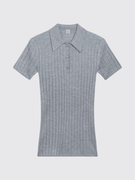 26FW 토템 리브드 캐시미어 실크 폴로 263WRT0835YA0293 074 Grey - TOTEME