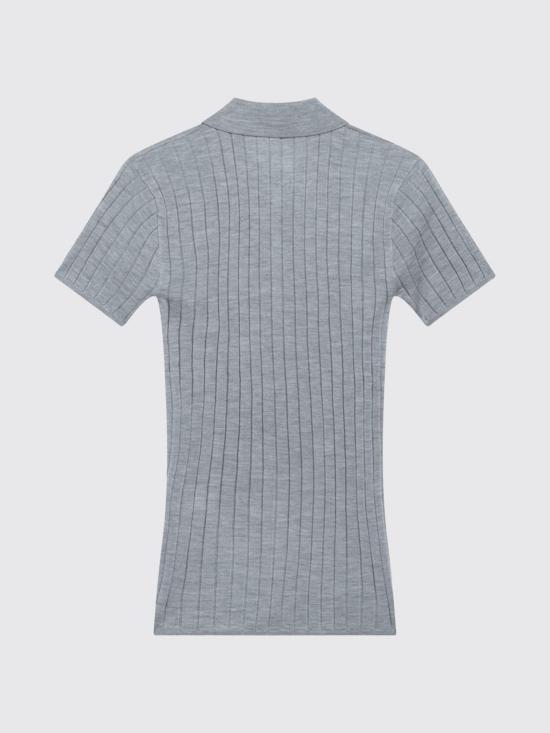 26FW 토템 리브드 캐시미어 실크 폴로 263WRT0835YA0293 074 Grey - TOTEME
