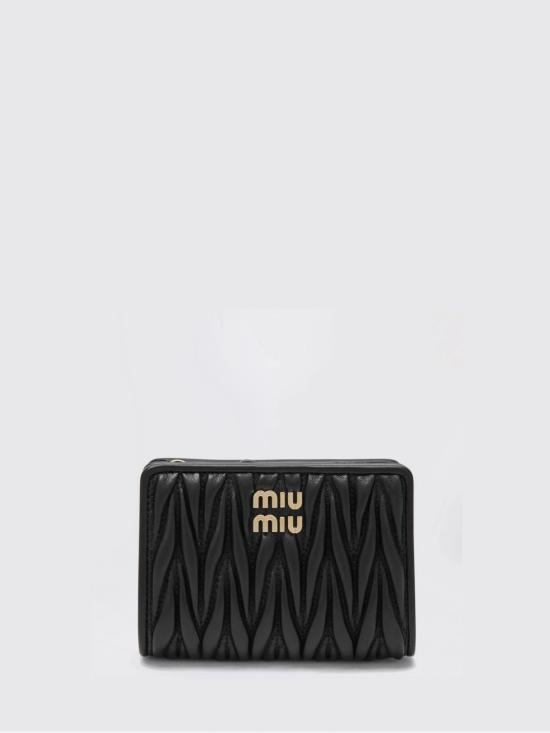26FW 미우미우 로고 마테라쎄 지갑 5ML075AFPP F0002 Black