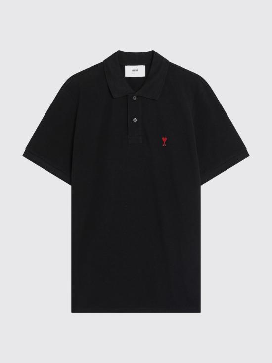 26FW 아미 스몰 하트 로고 폴로 셔츠 BFUPL001U760 001 Black - AMI