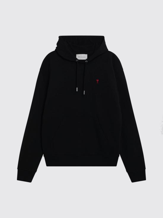 26FW 아미 후드 티셔츠 BFUSW235U730 001 Black - AMI