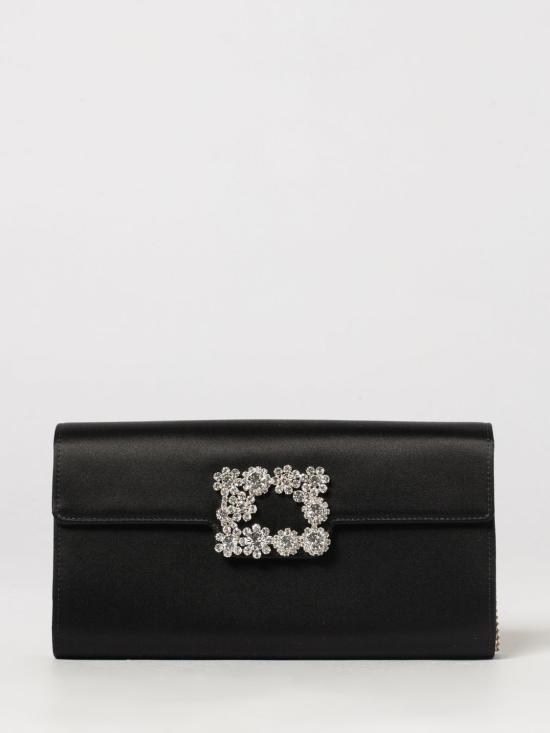 26FW 로저비비에 플라워 스트라스 버클 클러치 RBWAMFD0200RS0 B999 Black