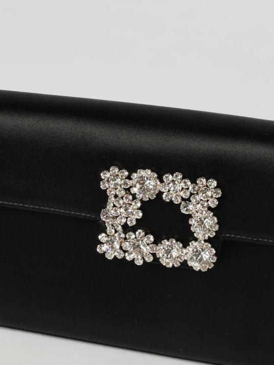 26FW 로저비비에 플라워 스트라스 버클 클러치 RBWAMFD0200RS0 B999 Black - ROGER VIVIER