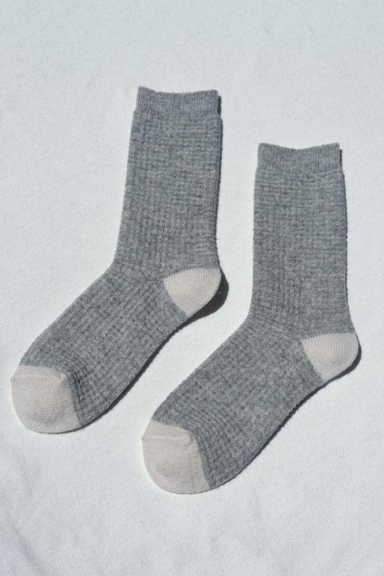  르 본 숍 양말 르봉숍 울 와플  데님/스톤 - LE BON SHOPPE