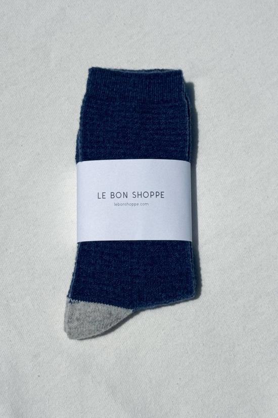  르 본 숍 양말 르봉숍 울 와플  데님/스톤 - LE BON SHOPPE