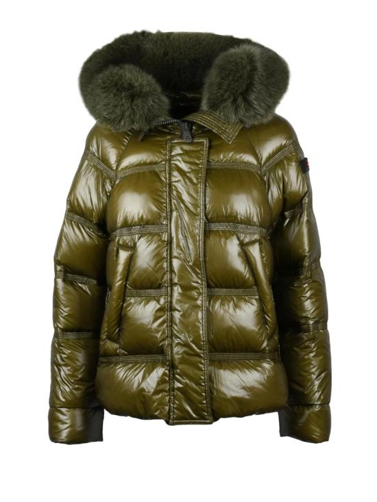 25FW 페트레이 자켓 밀리터리 그린 색상의 타칸 퍼 트리밍 후드 다운 재킷