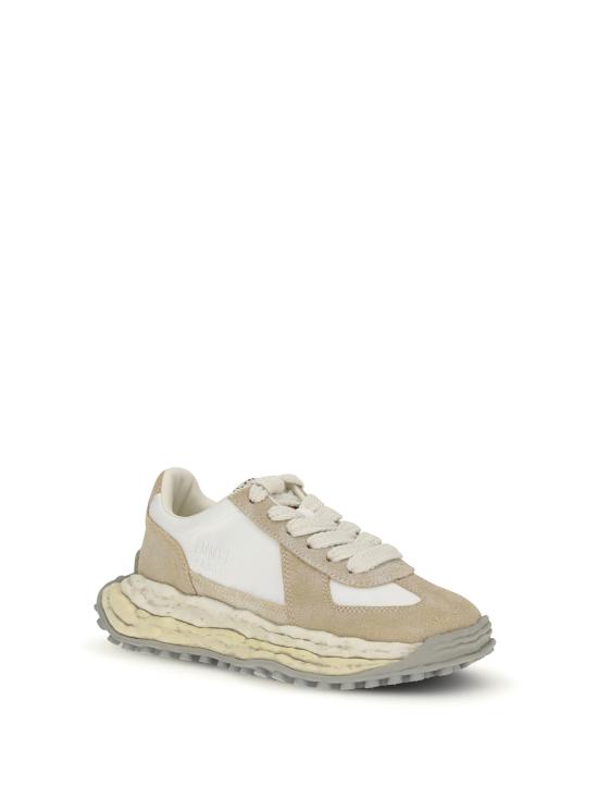 26SS 메종 미하라 야스히로 래리 OG 솔 빈티지 믹스 머터리얼 로우탑 스니커즈 A15FW709WHITE - MAISON MIHARA YASUHIRO