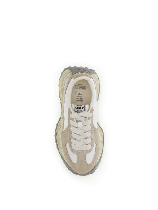 26SS 메종 미하라 야스히로 래리 OG 솔 빈티지 믹스 머터리얼 로우탑 스니커즈 A15FW709WHITE - MAISON MIHARA YASUHIRO