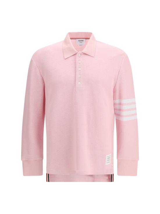 26FW 톰브라운 텍스쳐드 피케 4바 롱슬리브 폴로셔츠 MJP234AJ0248680 LT PINK