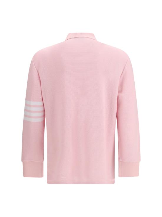 26FW 톰브라운 텍스쳐드 피케 4바 롱슬리브 폴로셔츠 MJP234AJ0248680 LT PINK - THOM BROWNE