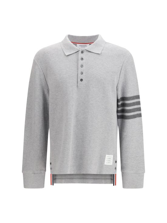 26FW 톰브라운 텍스쳐드 피케 4바 롱슬리브 폴로셔츠 MJP234AJ0248050 PALE GREY