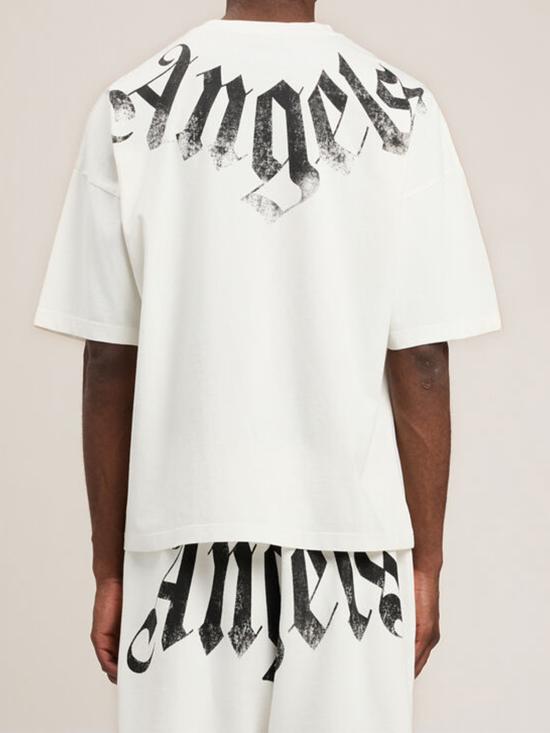 26SS 팜앤젤스 빅 넥 로고 루즈 티셔츠 PMAA10DS26JER0020310 OFF WHITE BLACK - PALM ANGELS