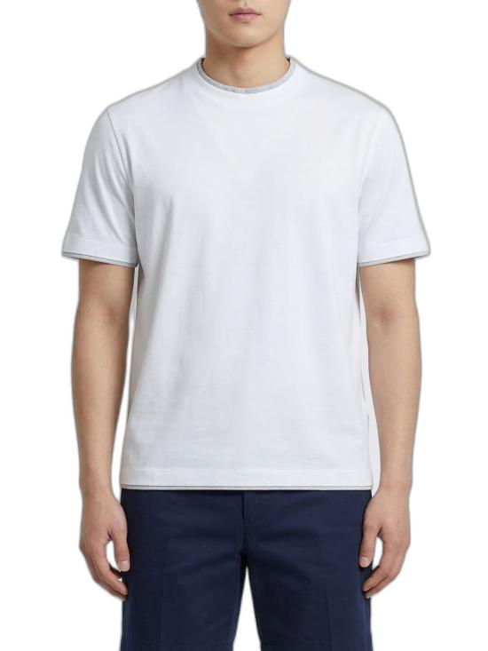 26FW 브루넬로 쿠치넬리 자수 로고 티셔츠 M0B137427CW787 BIANCO PERLA