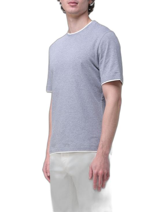 26FW 브루넬로 쿠치넬리 자수 로고 티셔츠 M0B137427CY918 GRIGIO MEDIO OFF WHITE - BRUNELLO CUCINELLI