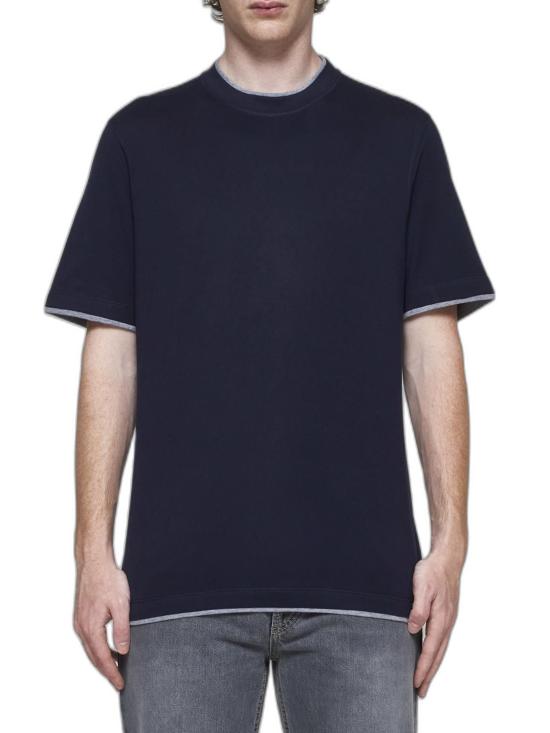 26FW 브루넬로 쿠치넬리 자수 로고 티셔츠 M0B137427CD325 COBALTO GRIGIO MEDIO