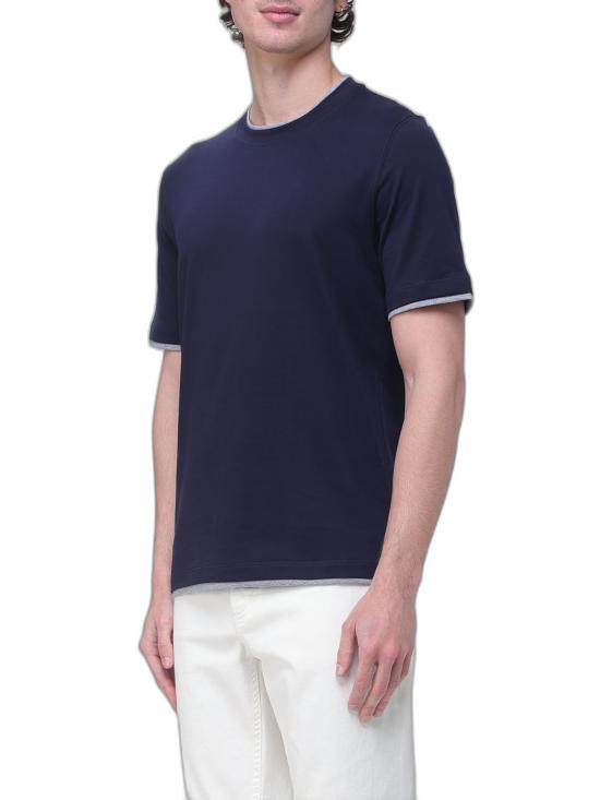 26FW 브루넬로 쿠치넬리 자수 로고 티셔츠 M0B137427CD325 COBALTO GRIGIO MEDIO - BRUNELLO CUCINELLI