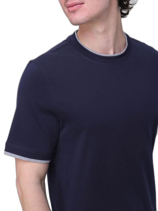 26FW 브루넬로 쿠치넬리 자수 로고 티셔츠 M0B137427CD325 COBALTO GRIGIO MEDIO - BRUNELLO CUCINELLI