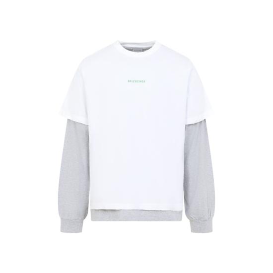 26FW 발렌시아가 하이브리드 더블 티셔츠 871497TTVJ19163 WHITE APPLE GREEN - BALENCIAGA