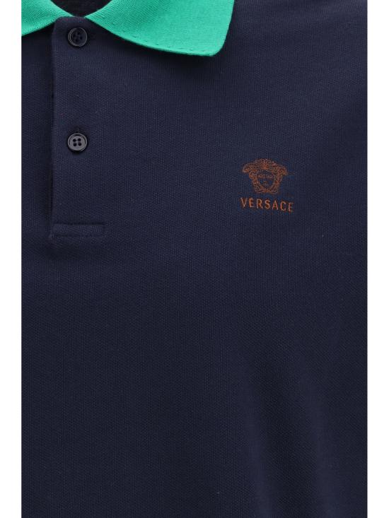 26SS 베르사체 반팔 티셔츠 10240311A176812U3I0 DARK NAVY BRIGHT EMERALD - VERSACE