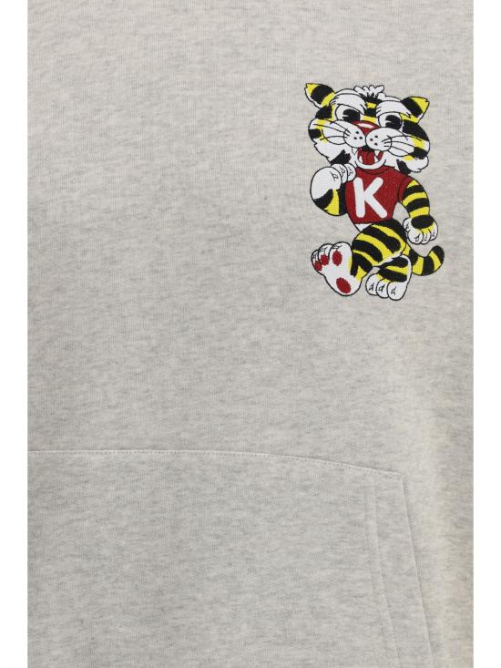 26SS 겐조 와일드 타이거 엠브로이더드 후드 티셔츠 FG55HO2044MJ93 PALE GREY - KENZO