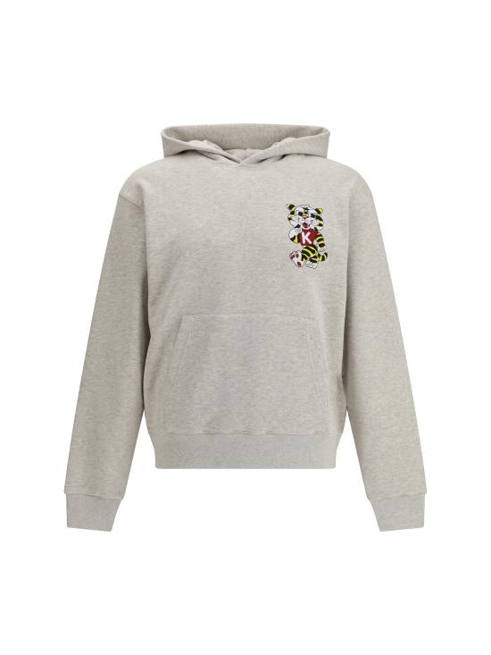 26SS 겐조 와일드 타이거 엠브로이더드 후드 티셔츠 FG55HO2044MJ93 PALE GREY
